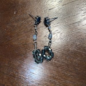 gorgeous navy and silver hanging earrings